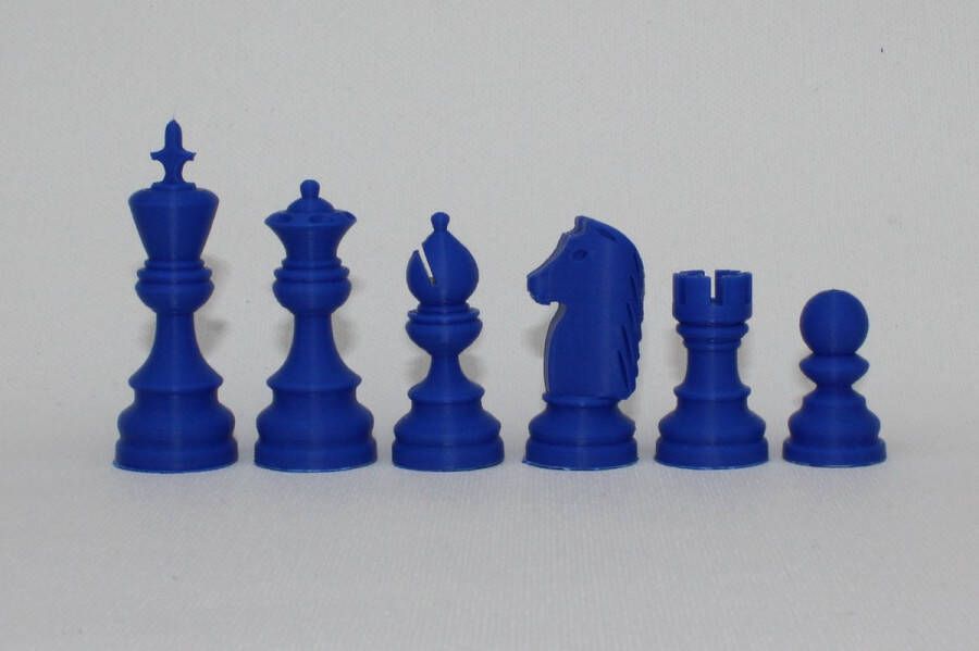 Readsy Schaken – Schaakstukken – Kleur – Blauw – Koningshoogte KH 127 mm – 3D print – Voor één speler