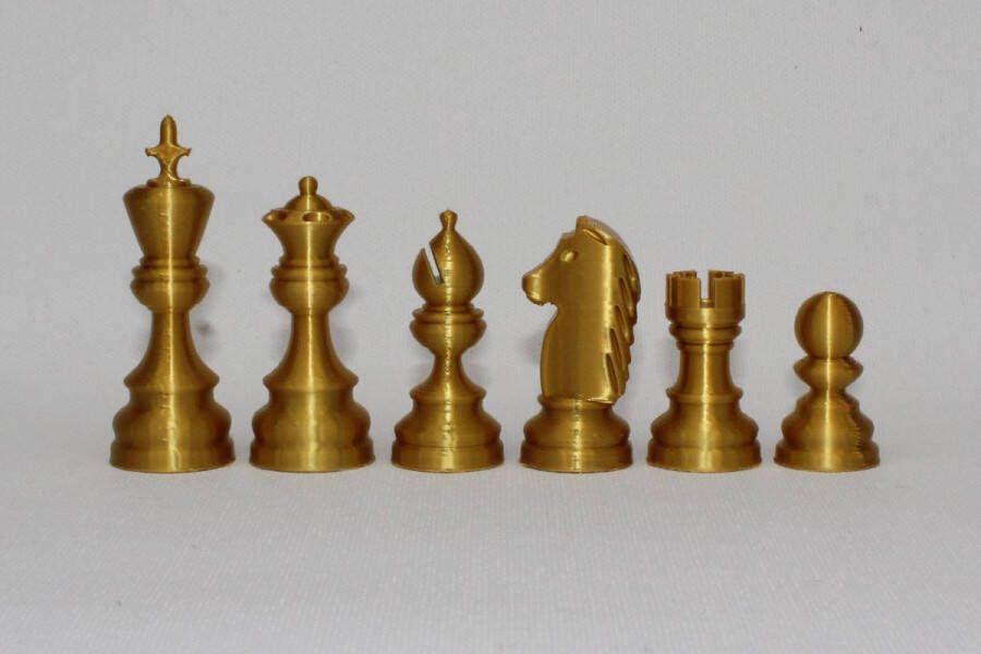 Readsy Schaken – Schaakstukken – Kleur – Goud – Koningshoogte KH 127 mm – 3D print – Voor één speler