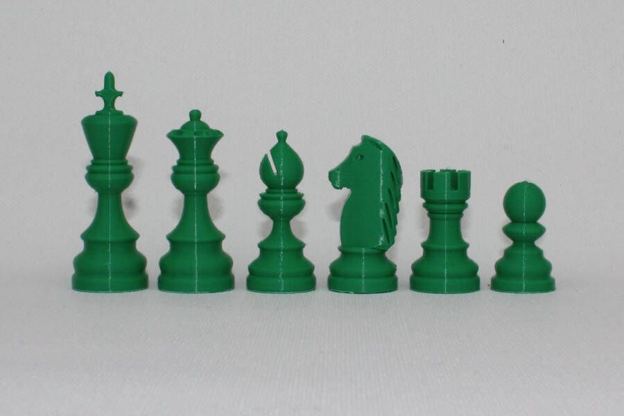Readsy Schaken – Schaakstukken – Kleur – Groen – Koningshoogte KH 127 mm – 3D print – Voor één speler