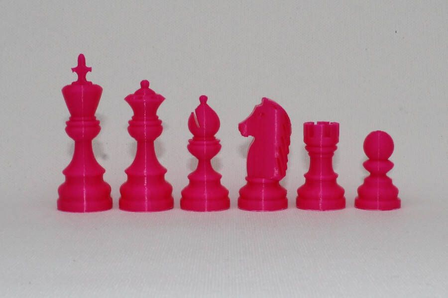 Readsy Schaken – Schaakstukken – Kleur – Roze – Koningshoogte KH 127 mm – 3D print – Voor één speler