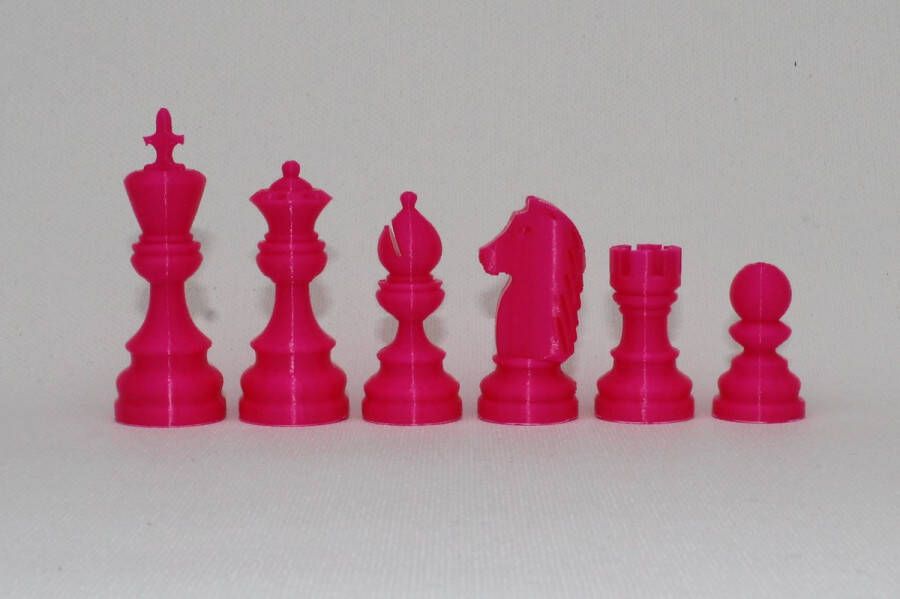 Readsy Schaken – Schaakstukken – Kleur – Roze – Koningshoogte KH 60 mm – 3D print – Voor één speler