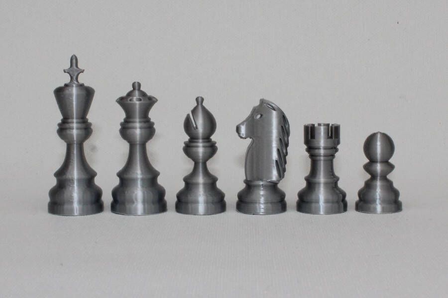 Readsy Schaken – Schaakstukken – Kleur – Zilver – Koningshoogte KH 127 mm – 3D print – Voor één speler