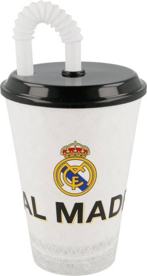 Real Madrid CF Real Madrid Drinkbeker Met Rietje 430 Ml Wit