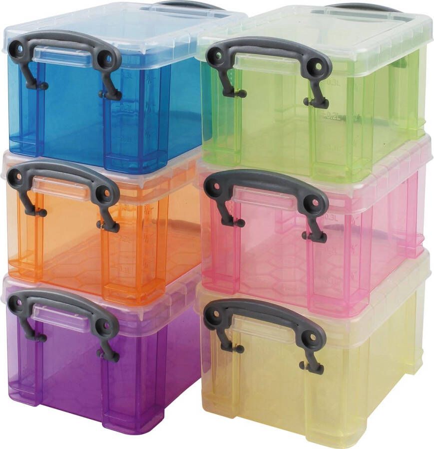 Really Useful Box es Opbergdoos set van 6 x 0.33 liter assorti kleuren