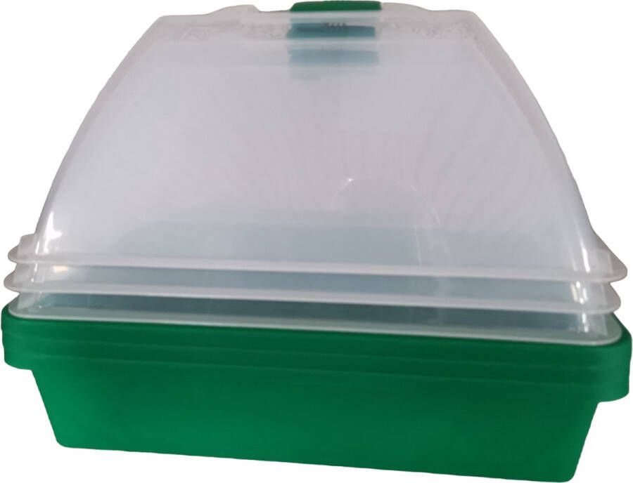 Rebedex 3 stuks Kweekkas MidiGrow 29x19x19 groen merk Deksel met ventilatie Propagator Zaaitray Kweektray Tuinieren Moestuinbak Moestuin artikelen Tuin benodigdheden Vensterbank Kiemen