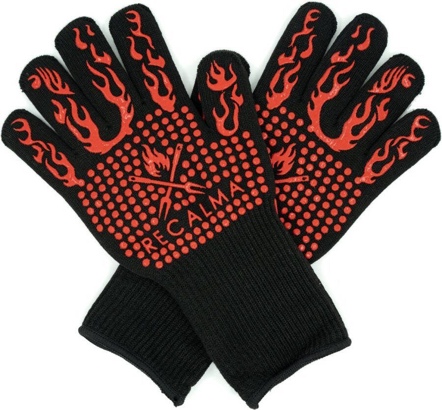 Recalma Hittebestendige Ovenwanten & Barbecue Handschoenen Rood Tot 800 °C 2 stuks BBQ Inclusief Ophanghaak