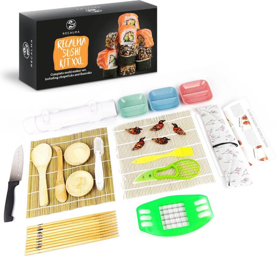 Recalma Sushi Bazooka XXL Sushi Set Sushi Maker Incl. 5 Paar Chopsticks Sushimakers Sushi Kit 26 stuks Volledig Sushi Set