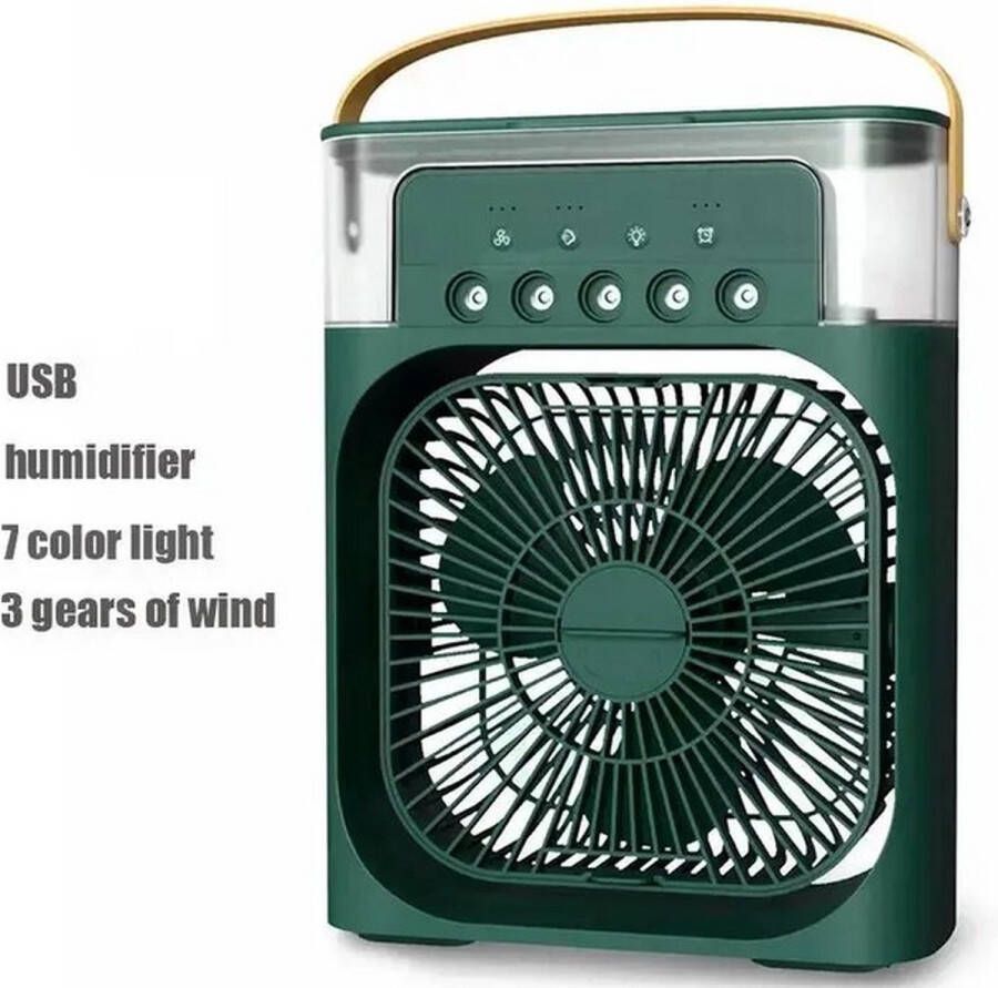 ReCiton Draagbare Luchtkoeler Ventilator Luchtbevochtiger 7 kleuren verstelbaar 3 windstanden Ideaal voor thuis kantoor of camping Groen