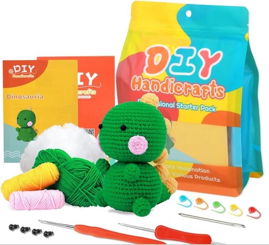 ReCiton haken voor beginners haakpakket groene dino haken voor starters starterspakket haken