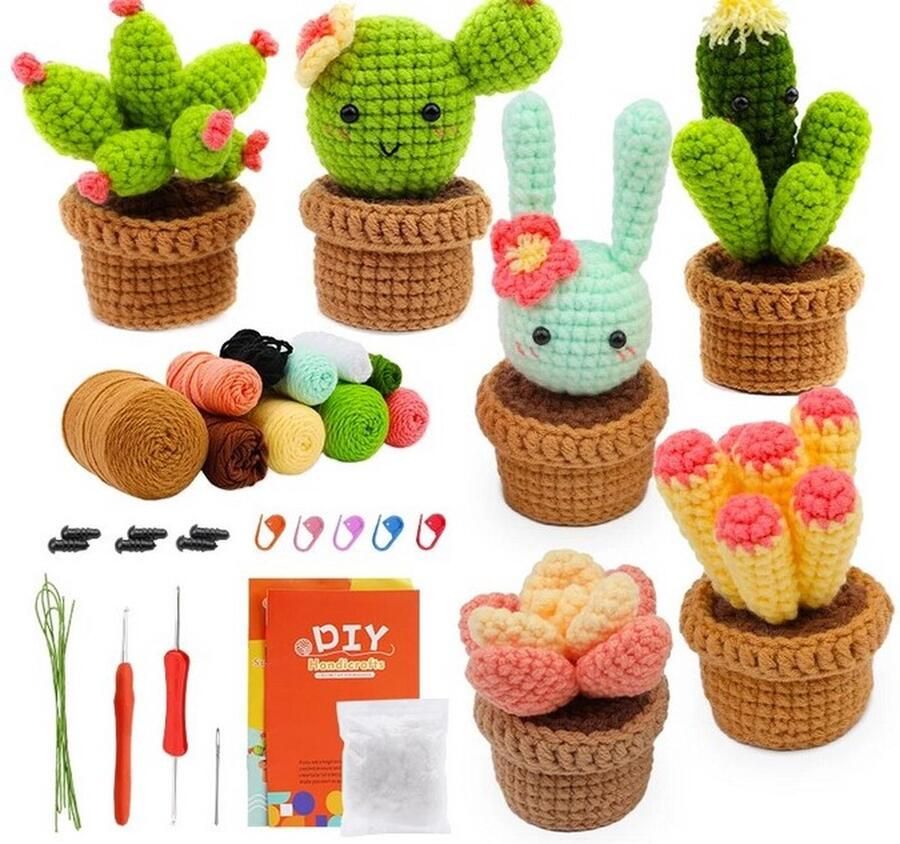 ReCiton haken voor beginners haakpakket schattige plantjes haken voor starters starterspakket haken 6 plantjes
