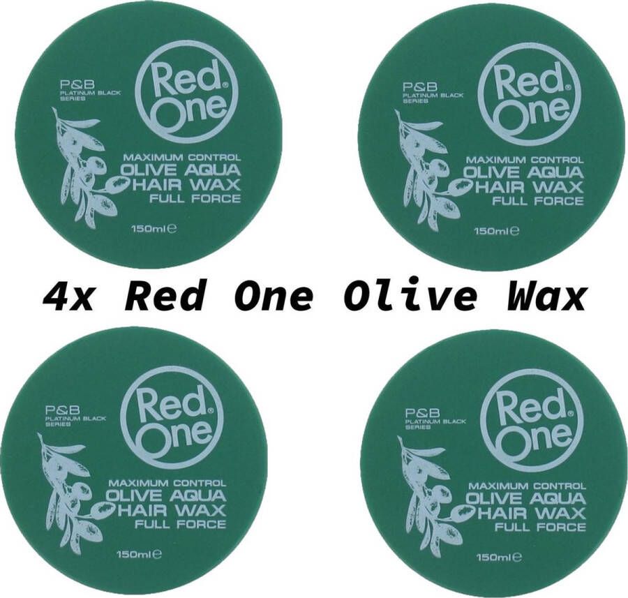 Red One Olive Hair Wax| Haarwax| Haargel| Gel| Aqua wax| Olijf groene Aqua haarwax| 4 stuks| 4 pieces