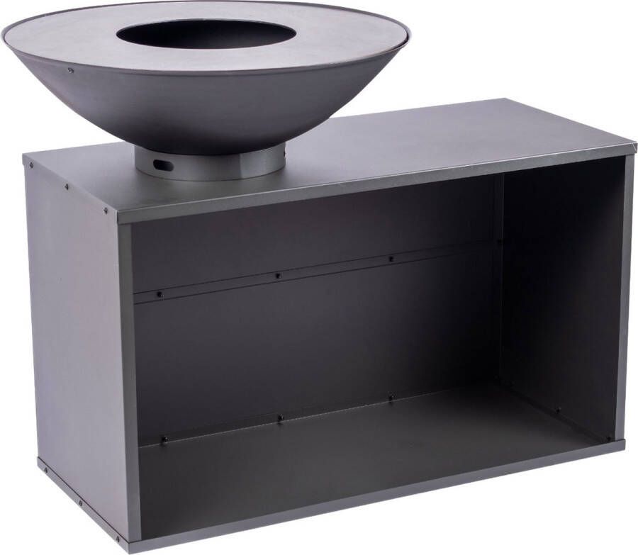 Redfire – ONYX Tafel – Zwart Staal – Vuurschaal – Fire Pit – Stevig staal – Diameter 80cm – Hoogte: 95cm Industrieel – Terrasverwarming – Sfeerhaard – BBQ – Grill – Inclusief regenhoes