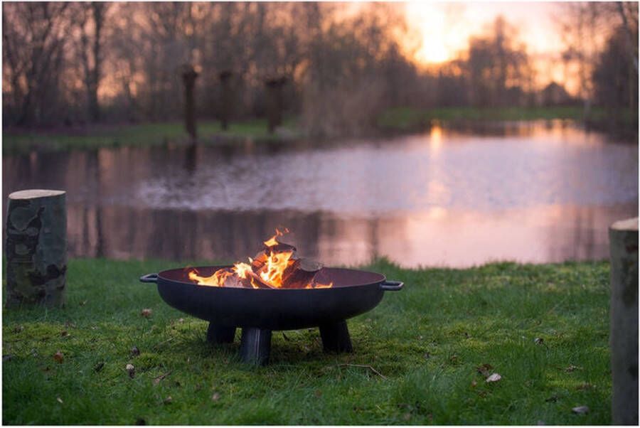 Redfire – Salo – Grijs Staal – Vuurschaal – Fire Pit – Stevig staal – Diameter 60cm Industrieel – Terrasverwarming – Sfeerhaard – Handvaten