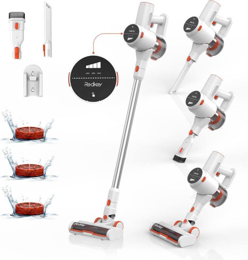 Redkey P8 Snoerloze Hand- en Stokstofzuiger 250W 25000pa Snoerloze Stofzuiger Auto Stofzuiger Met Groot Touch Screen 6 in 1 Handstofzuiger Stofzuiger Snoerloos LED Licht