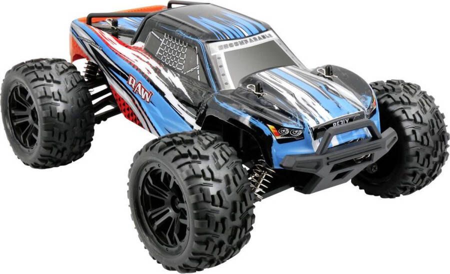 Reely RAW Blauw Brushed 1:14 RC auto Elektro Monstertruck 4WD RTR 2 4 GHz Incl. accu en lader
