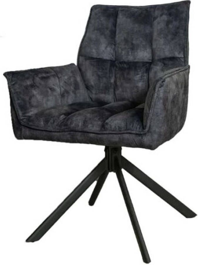Starfurn Eetkamerstoel Dani Velvet | Antraciet | Met armleuning