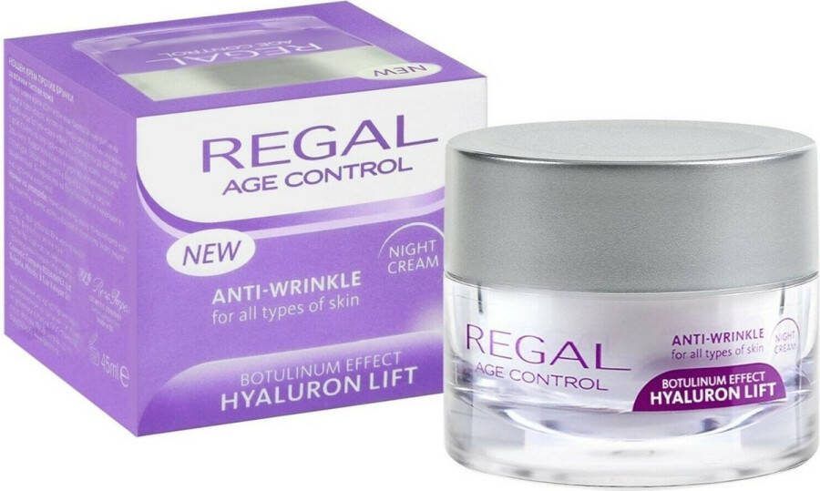 Regal Age Control Nachtcrème Anti Rimpel Botox Effect & Hyaluron Lifting Nachtcrème Voor Vrouwen 45ML