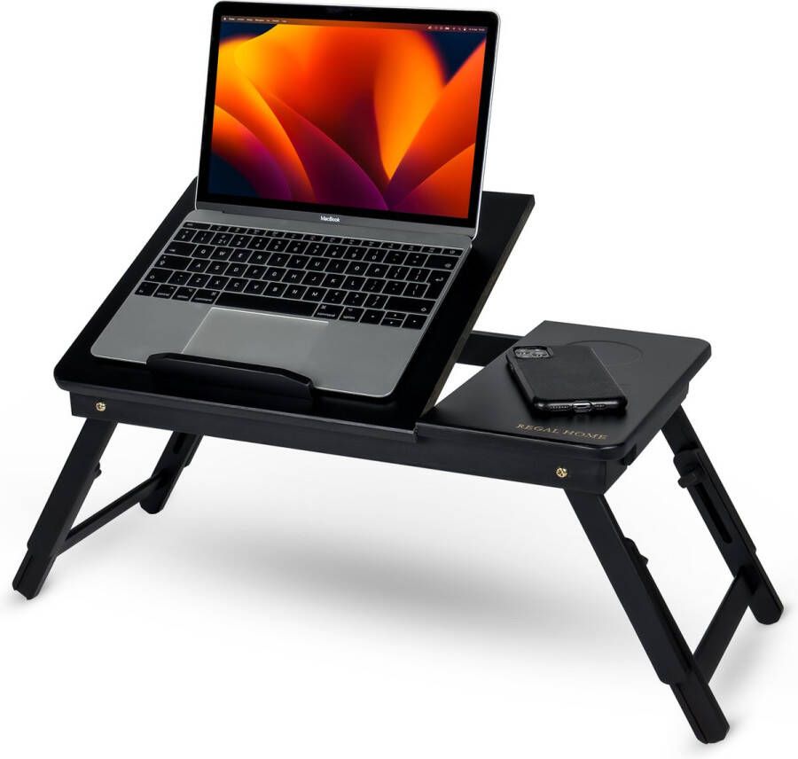 Regal Home Regal Home Bedtafel Laptoptafel Laptop verhoger Banktafeltje Ontbijttafeltje Ontbijt op bed Bamboe Verstelbaar Zwart