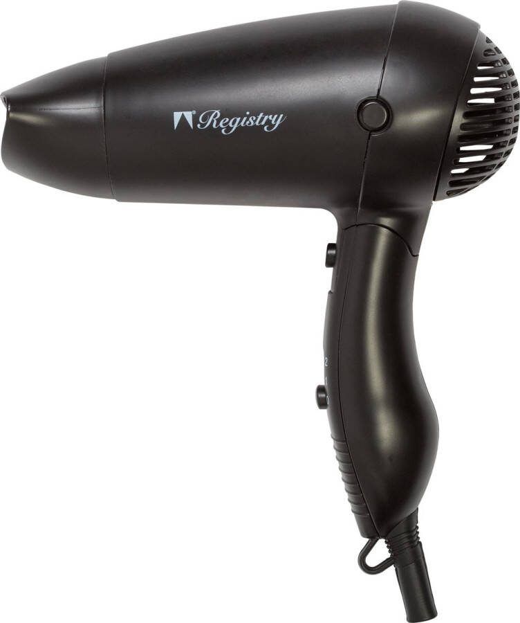 Registry Reisföhn 1500 Watt Zwart 3 Snelheden Inklapbaar 1.75 meter snoer