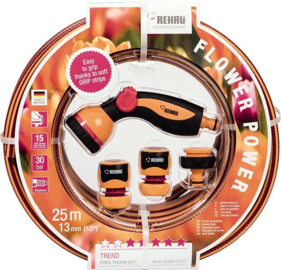 Rehau Complete tuinslangset 25 meter 7-standen spuitpistool oranje
