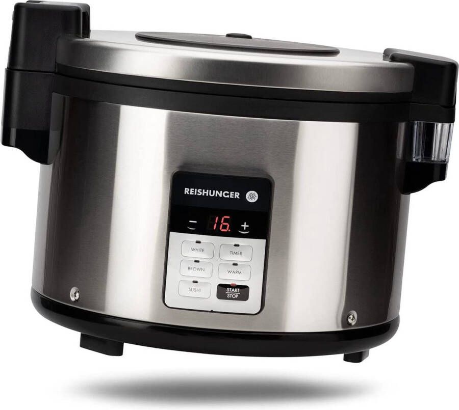 Reishunger Gastronomie Rijstkoker Grote premium rijstkoker met warmhoudfunctie Inclusief maatbeker rijstlepel & siliconen voering Rijst voor max. 32 personen