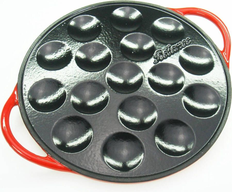 Relance Poffertjesplaat poffertjespan 16 poffertjes gietijzer glanzend schaduw-rood
