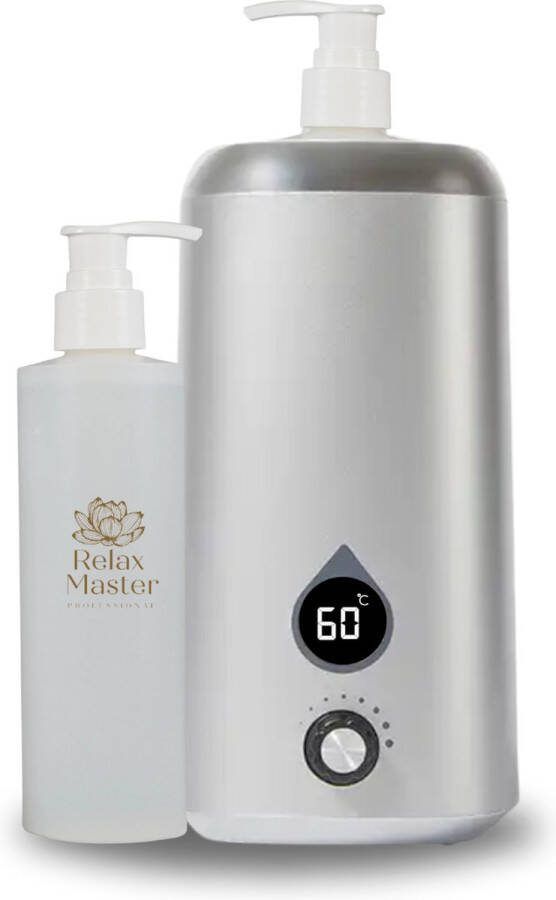 Relax Master Massage Olie Verwarmer Grijs Massageolie Verwarmer 40 Tot 60 Graden Guasha Massage Apparaat Inclusief 1 GRATIS dispenser Elektrische Flessenwarmer- Massage Olie Erotisch