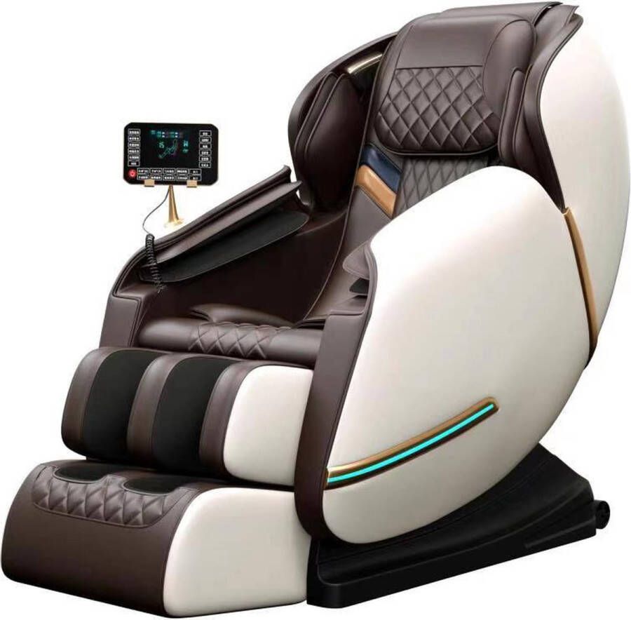 Relax-Time A12A Beige bruin Elektrische Massagestoel Relaxstoel Loungestoel Ontspanningsstoel Massagefauteuil Verschillende massage programma's Je Eigen Masseur thuis Massage – Rug verwarming Kuitmassage Voetmassage Nekmassage Handmassag
