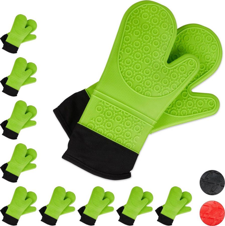 Relaxdays 10 paar ovenwanten siliconen ovenhandschoenen bbq handschoenen – groen