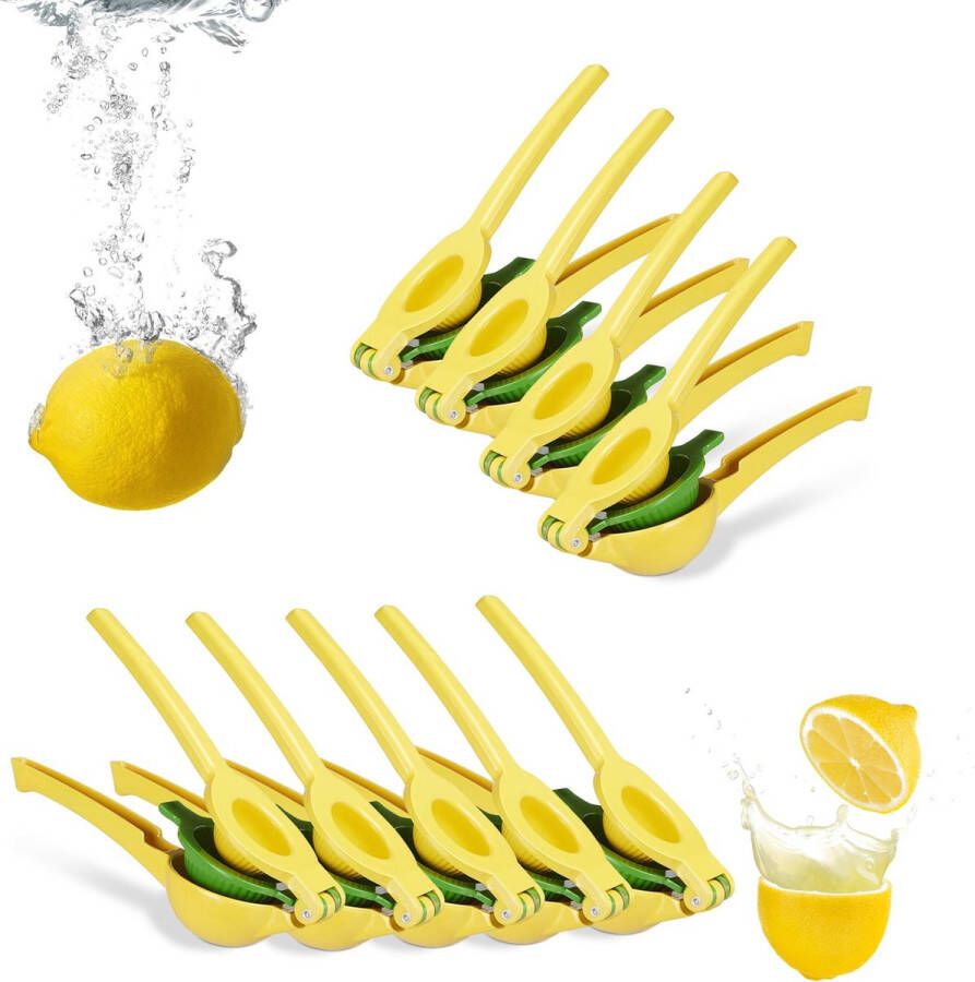 Relaxdays 10 x handmatige citruspers stabiele pers voor citroenen en limoenen geel