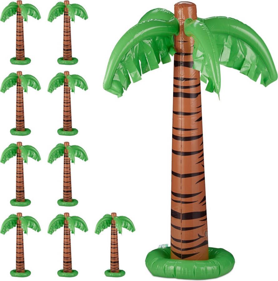 Relaxdays 10 x Opblaasbare palmboom opblaas palmboom deco party zwembad speelgoed