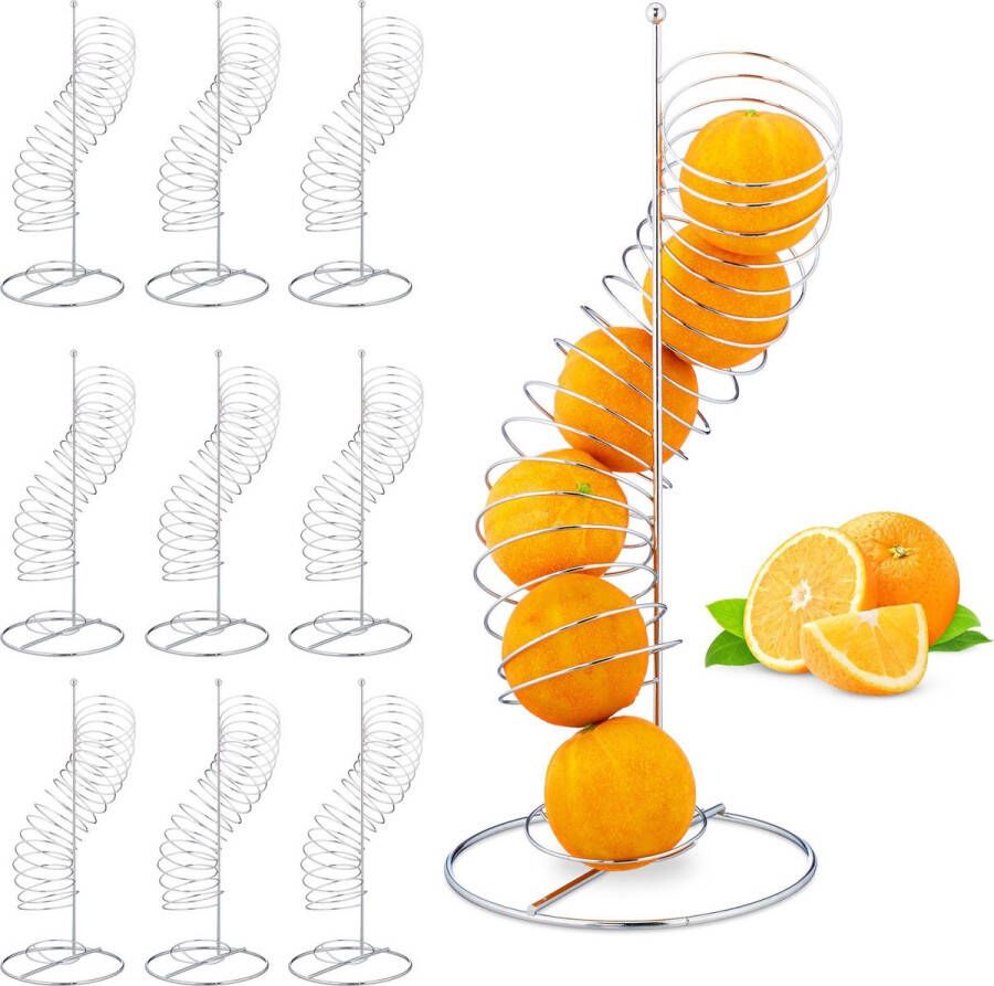 Relaxdays 10 x sinaasappelhouder metaal spiraal fruithouder fruitmand – standaard