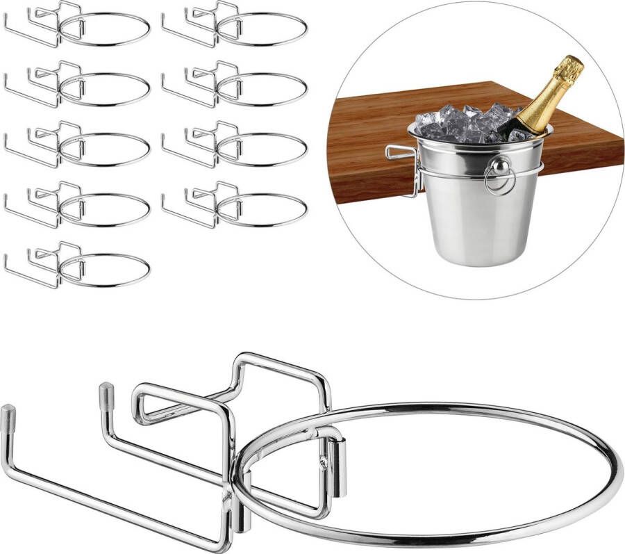 Relaxdays 10 x wijnkoeler houder ijsemmer tafelbeugel metaal champagnekoeler frame