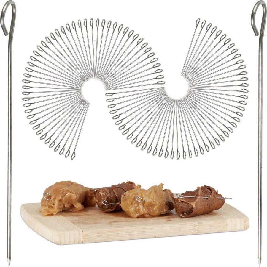 Relaxdays 100x vleespen roestvrij staal rvs spiezen rolladepen 11 cm – zilver