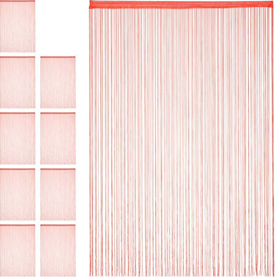 Relaxdays 10x draadgordijn deurgordijn slierten franjes gordijn 145 x 245 cm rood