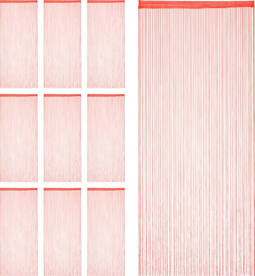 Relaxdays 10x draadgordijn deurgordijn slierten franjes gordijn 90 x 245 cm rood