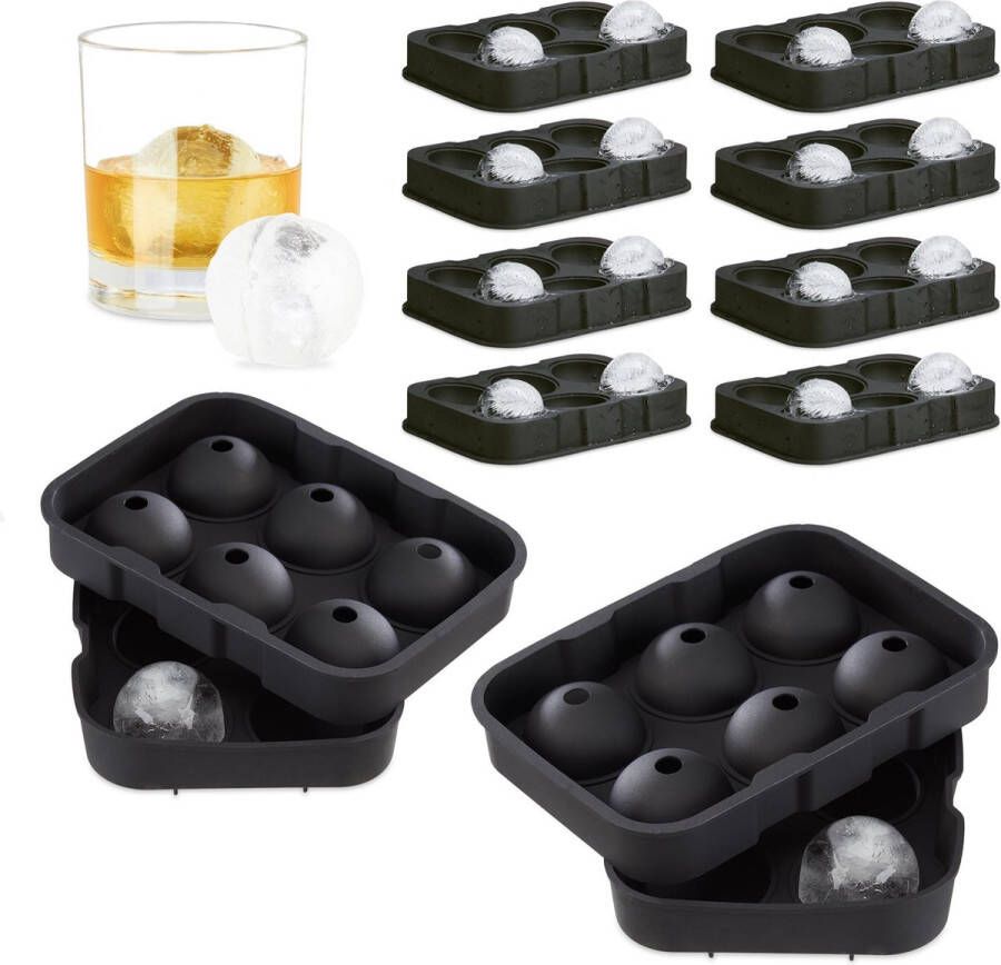 Relaxdays 10x ijsblokjesvorm ronde ijsblokken ijsblokjeshouder 5 cm ijsblokkenmaker