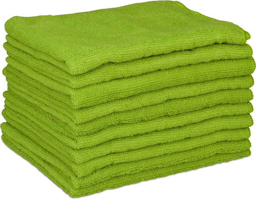 Relaxdays 10x microvezeldoek groen wonderdoekjes microfiber doek multifunctioneel