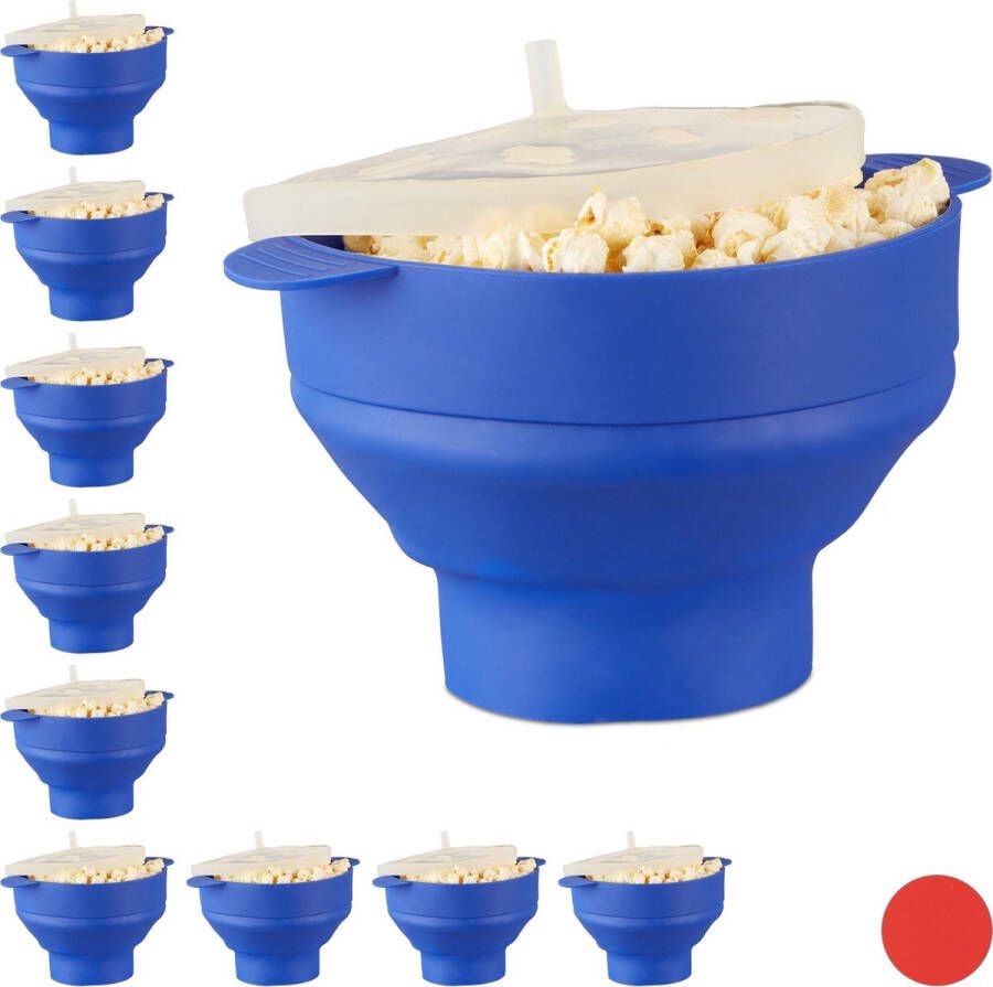 Relaxdays 10x popcorn maker silicone magnetron popcorn popper vouwbaar zonder olie