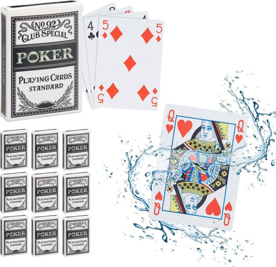 Relaxdays 10x speelkaarten poker pokerkaarten plastic 540 kaarten waterdicht