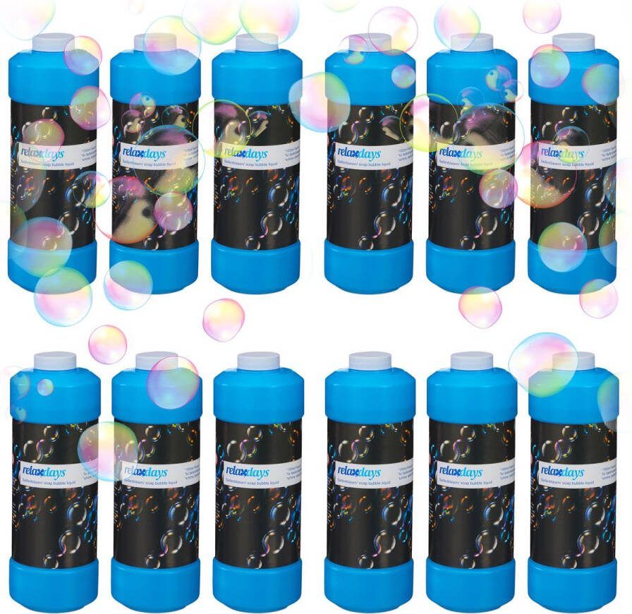 Relaxdays 12 x 1 liter bellenblaas navulling voor bellenblaaspistool bellenblaasmachine