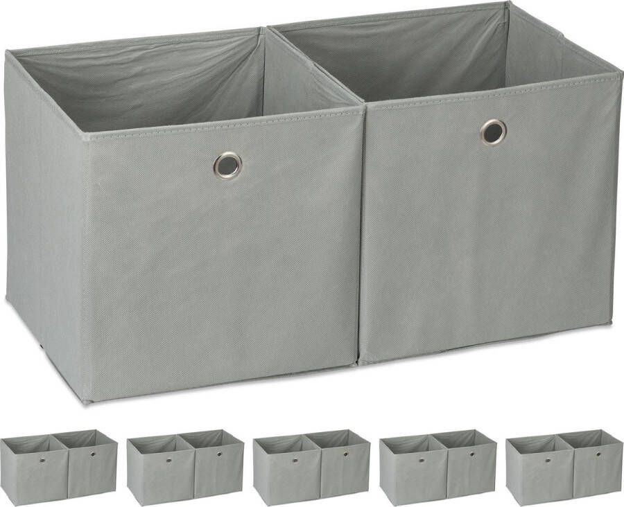 Relaxdays 12 x opbergbox stof opvouwbaar speelgoed opbergmand – opbergen – grijs
