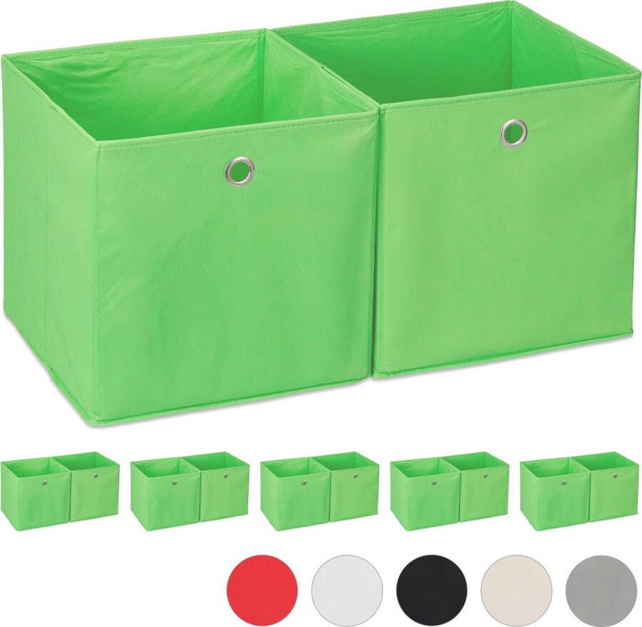 Relaxdays 12 x opbergbox stof opvouwbaar speelgoed opbergmand – opbergen – groen