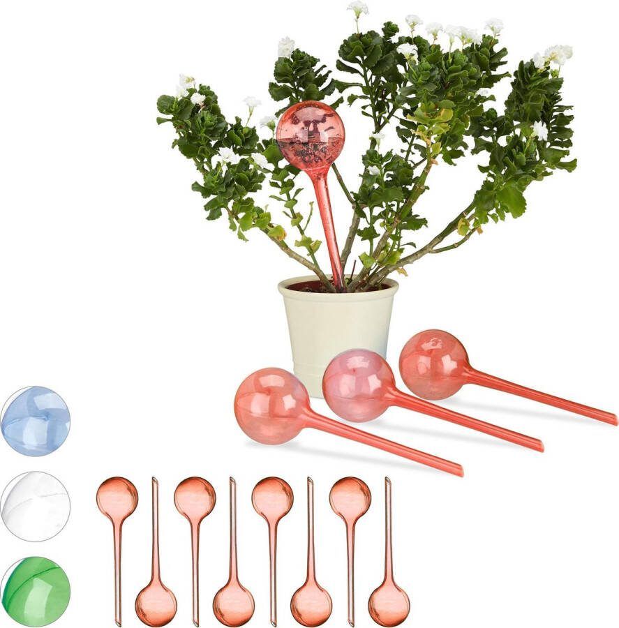 Relaxdays 12 x waterdruppelaar watergeefsysteem – plantbewateringssysteem – rood