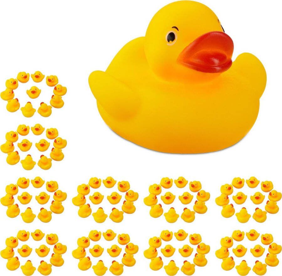 Relaxdays 120x badeendjes geel badspeelgoed badeend speelgoed voor bad 5 cm