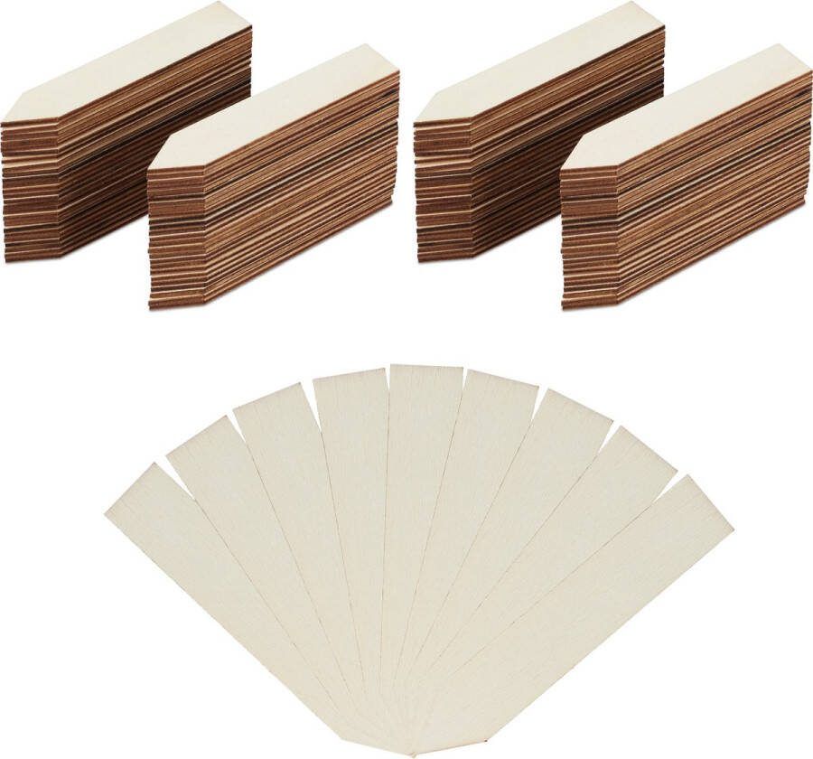 Relaxdays 120x steeketiket plantenbordjes hout plantenlabels plantenstekers moestuin