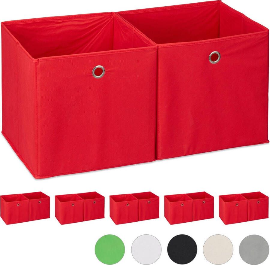 Relaxdays 12x opbergbox stof opvouwbaar speelgoed opbergmand opbergen rood