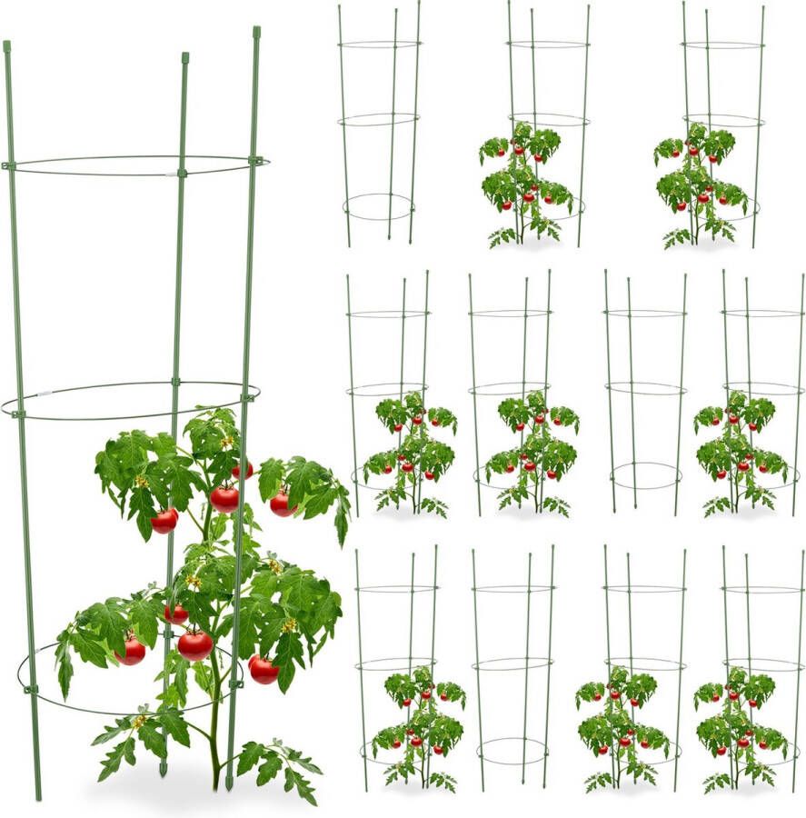 Relaxdays 12x plantensteun tomaten 12 stuks klimplantensteun rankhulp tomatentoren