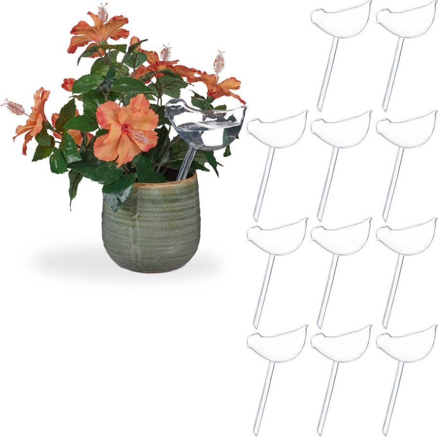 Relaxdays 12x waterdruppelaar vogel waterbollen 200 ml voor planten transparant