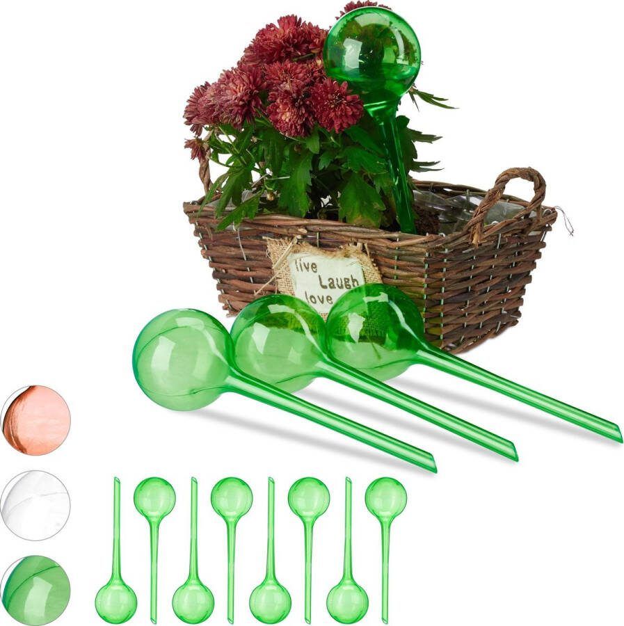 Relaxdays 12x waterdruppelaar watergeefsysteem plantbewateringssysteem groen